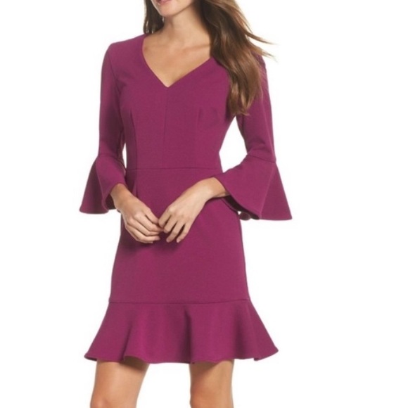 Trina Turk Dresses & Skirts - Trina Turk Purple 3/4 Bell Sleeve V Neck
Petal Magenta Dress